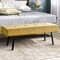 Modern Corduroy Upholstered End of Bed Searing Bench with Black Metal Legs for Living Room
